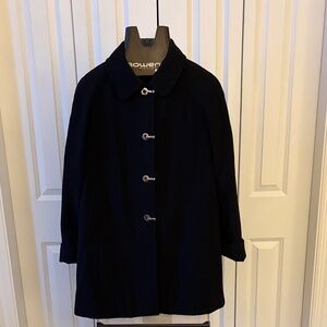 London Fog Black Rain Coat with Silver Toggle Closures